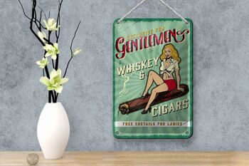 Panneau en étain disant Pinup Exclusive Gentleman Whisky, 12x18cm 4