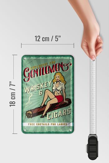 Panneau en étain disant Pinup Exclusive Gentleman Whisky, 12x18cm 5