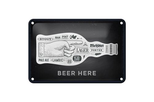 Blechschild Spruch Beer here Flasche Bier 18x12cm Geschenk Schild