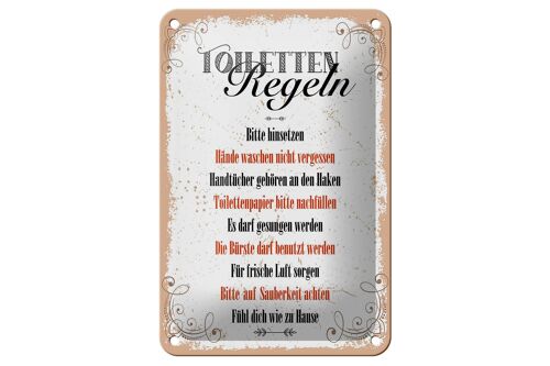 Blechschild Spruch Toiletten Regeln darf gesungen 12x18cm Schild