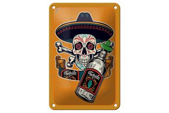 Panneau en étain disant crâne tequila alcool 12x18cm décoration 1