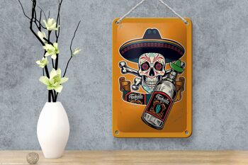 Panneau en étain disant crâne tequila alcool 12x18cm décoration 4