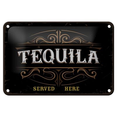 Targa in metallo con scritta "Alcool Tequila servita qui" 18x12 cm decorazione
