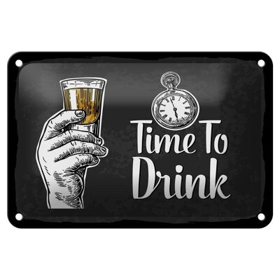 Targa in metallo con scritta "Alcol: è ora di bere", targa regalo da 18 x 12 cm