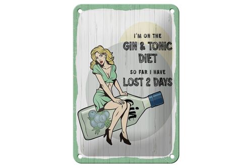 Blechschild Spruch Pinup I´m on the Gin & Tonic Diet 12x18cm Schild