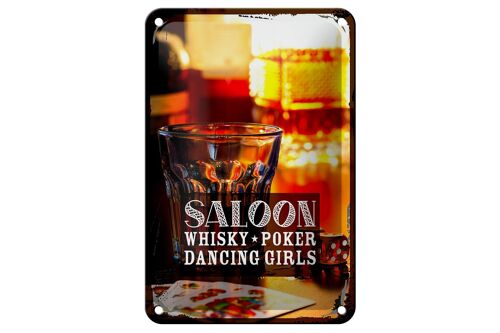 Blechschild Spruch Saloon Whisky Poker Zigarre Girls 12x18cm Schild