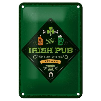 Targa in metallo con scritta "Irlanda Irish Pub Whisky Birra" 12 x 18 cm