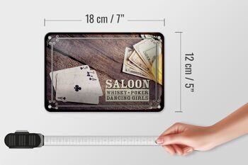 Panneau en étain disant Saloon Whiskey Poker Dancing 18x12cm, décoration 5