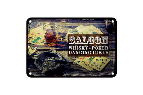Blechschild Spruch Saloon Whisky Poker Dancing girls 18x12cm Schild