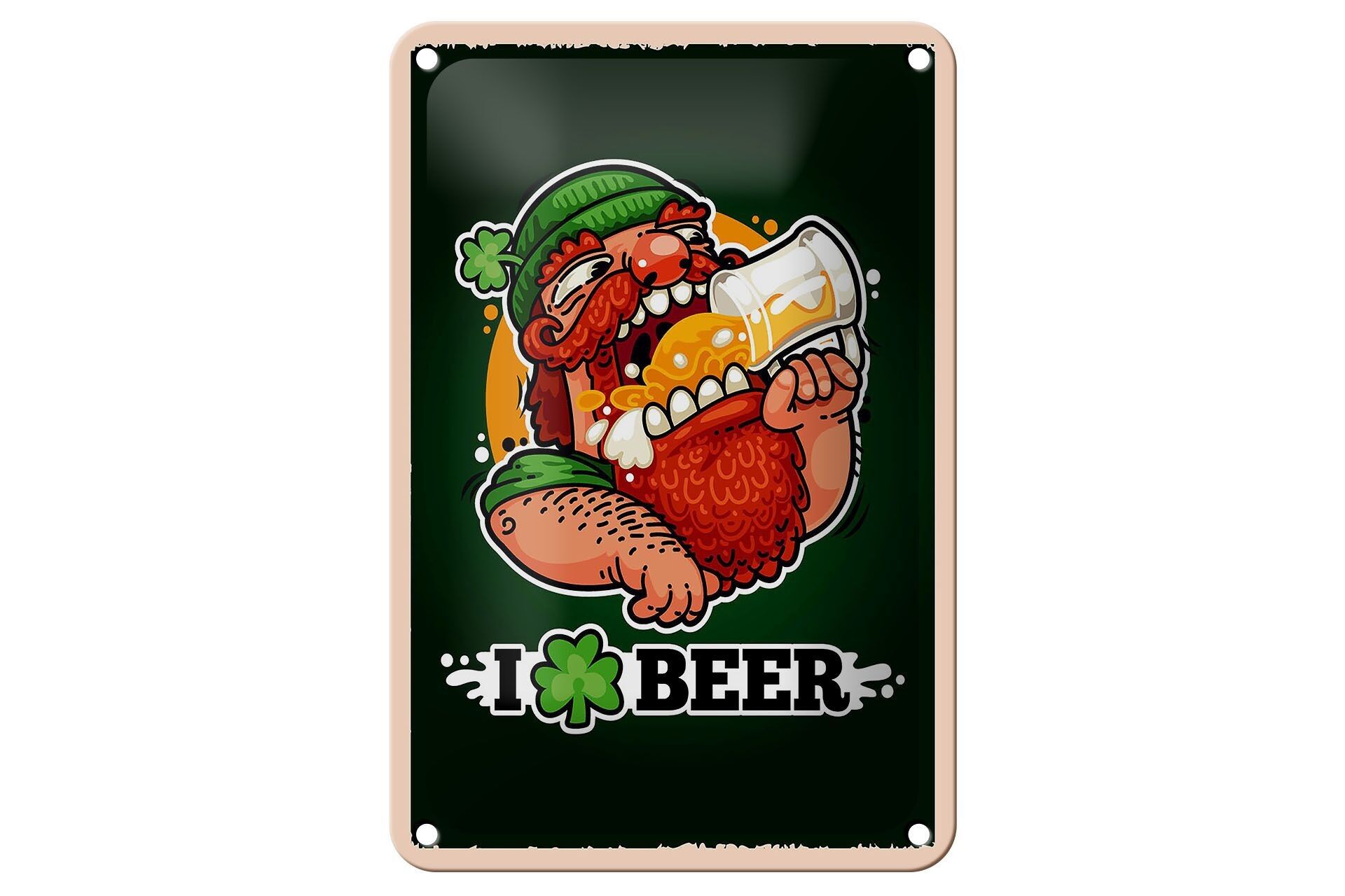 Targa in metallo con scritta "Alcool, amo la birra", targa regalo da 12 x 18 cm