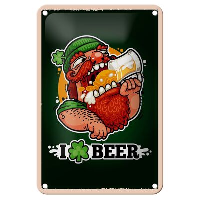 Blechschild Spruch Alkohol i love Beer Bier 12x18cm Geschenk Schild
