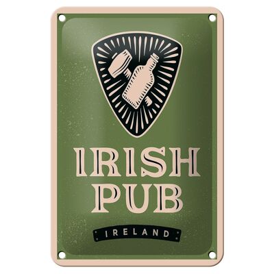 Targa in metallo con scritta Ireland Irish Pub Alcohol 12x18 cm. Targa regalo