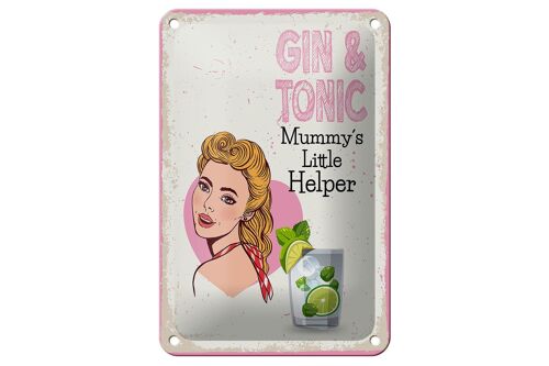 Blechschild Spruch Gin & Tonic Mummy`s little Helper 12x18cm Schild