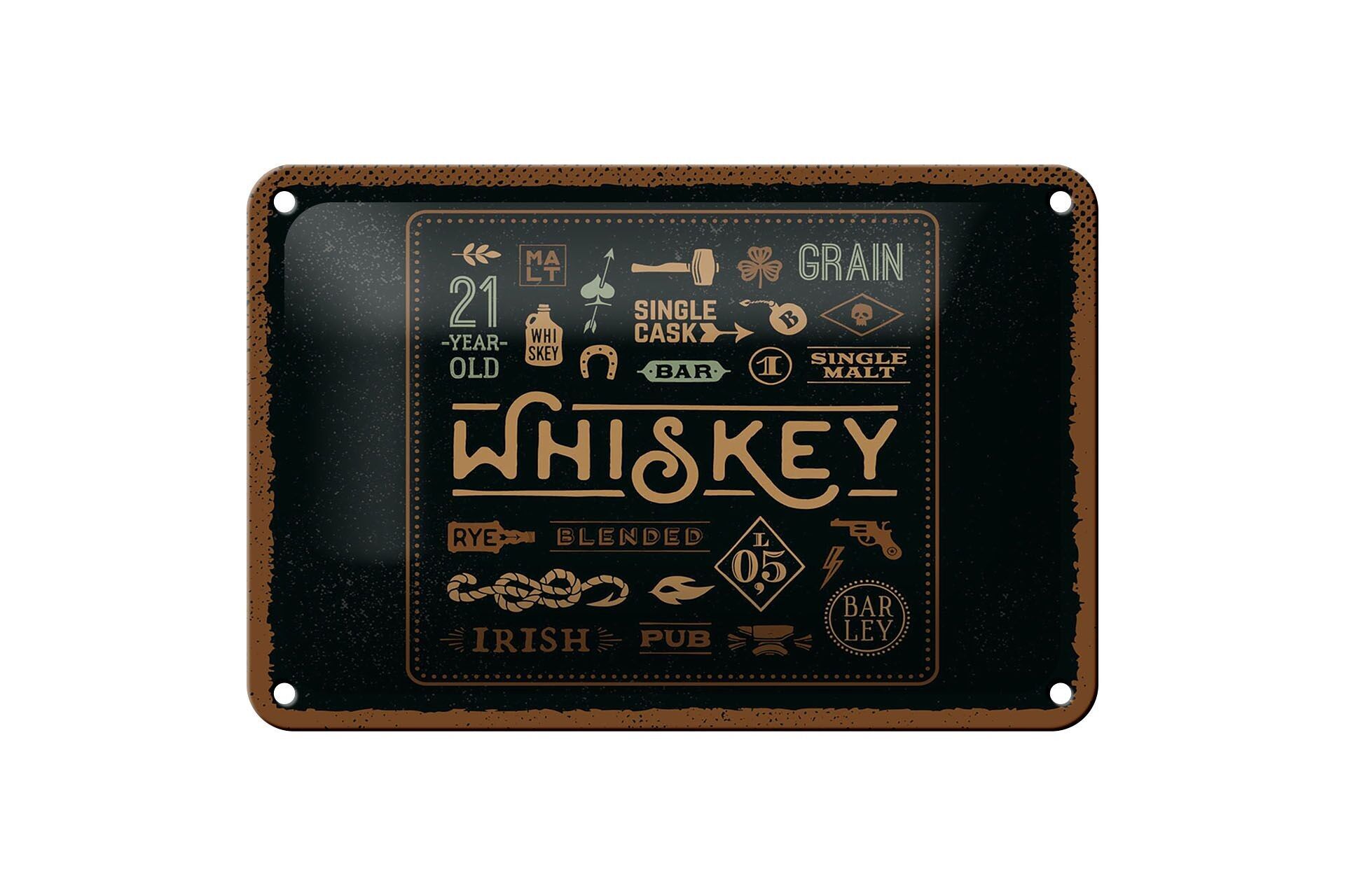 Blechschild Spruch Whiskey Alkohol blended irish pub 18x12cm Schild