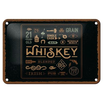 Metal sign saying Whiskey alcohol blended irish pub 18x12cm sign