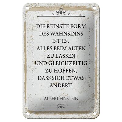 Targa in metallo con scritta "Einstein Purest Form Madness", 12x18 cm