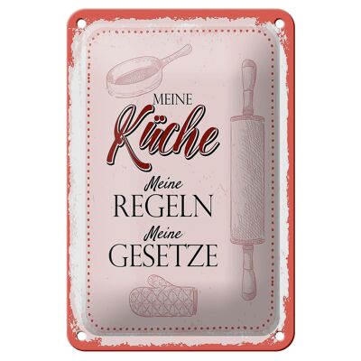 Targa in metallo con scritta La mia cucina, le mie regole 12x18 cm decorazione