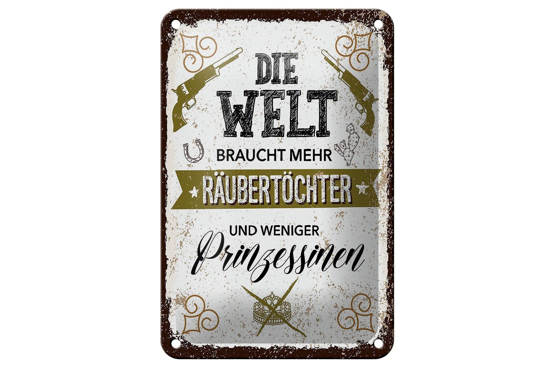 Targa in metallo con scritta "La figlia del ladro meno principesse" 12x18 cm