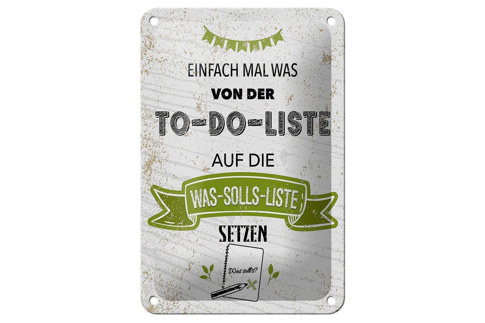 Targa in metallo con scritta Just Something from To Do List, 12 x 18 cm