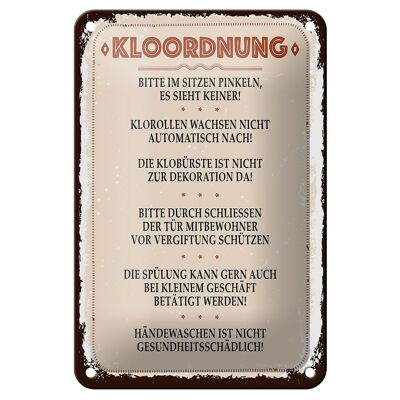 Blechschild Spruch Kloordnung bitte im sitzen pinkeln 12x18cm Schild