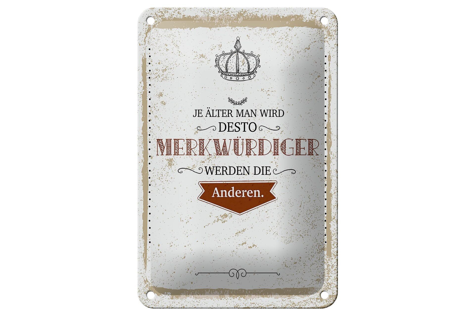 Targa in metallo con scritta "più vecchio è lo straniero, gli altri" 12x18 cm