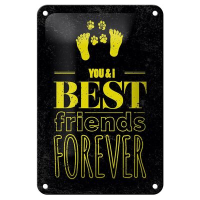 Targa in metallo con scritta Friends You I migliori amici per sempre 12x18 cm