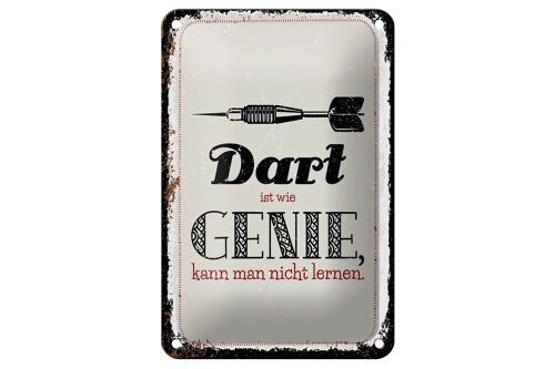 Blechschild Spruch Dart Genie kann man nicht lernen 12x18cm Schild