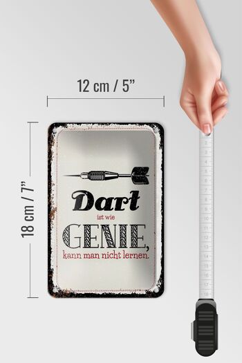 Panneau en étain disant Dart Genius You Can't Learn, 12x18cm 5