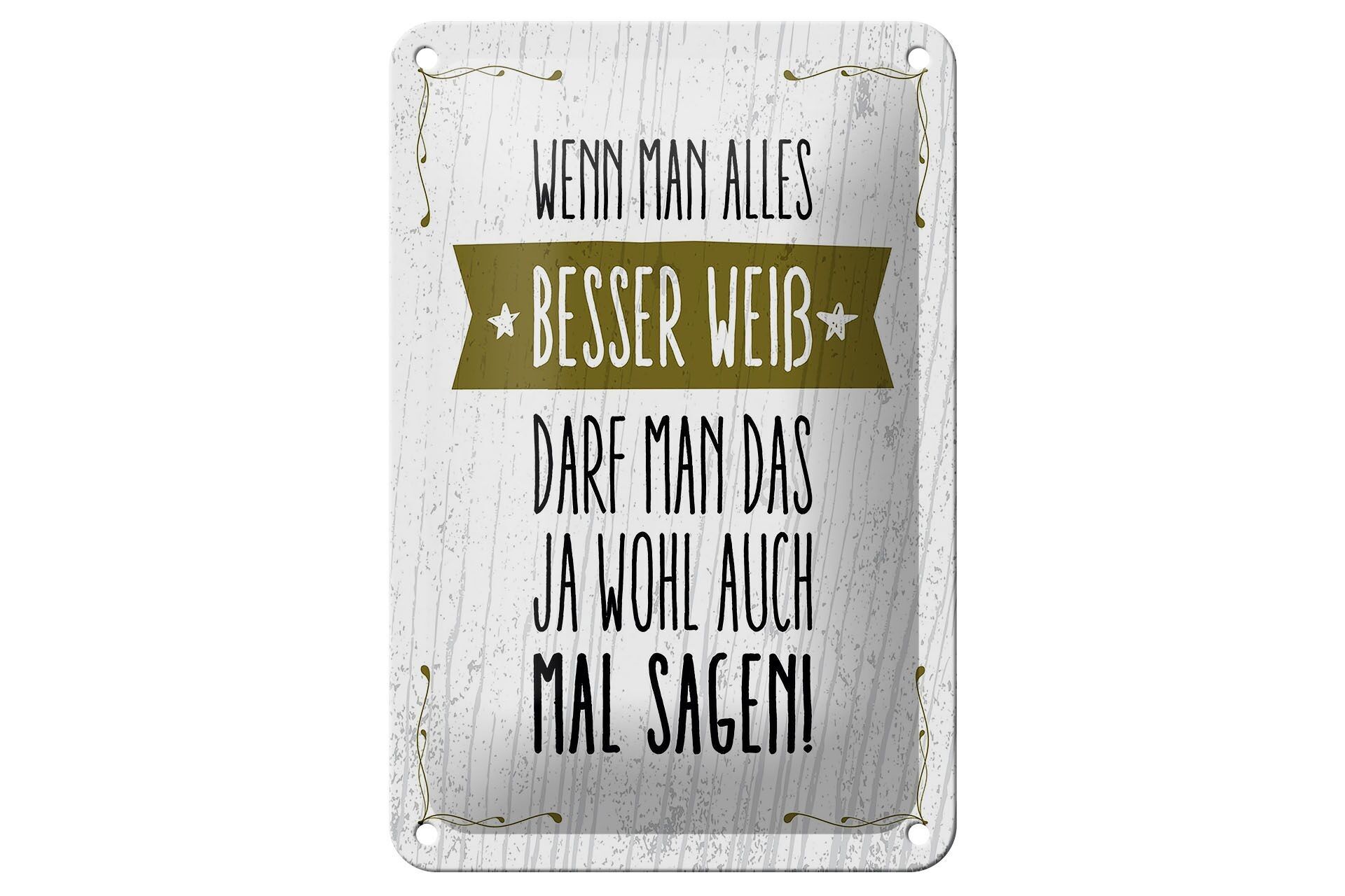 Targa in metallo con scritta "Se sai tutto", è meglio dire, targa 12x18 cm