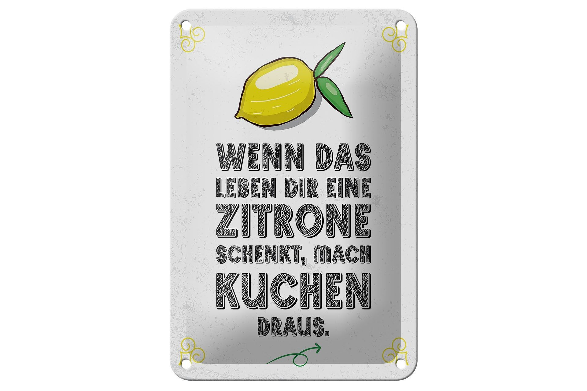 Panneau en étain disant Quand la vie te donne du citron 12x18cm