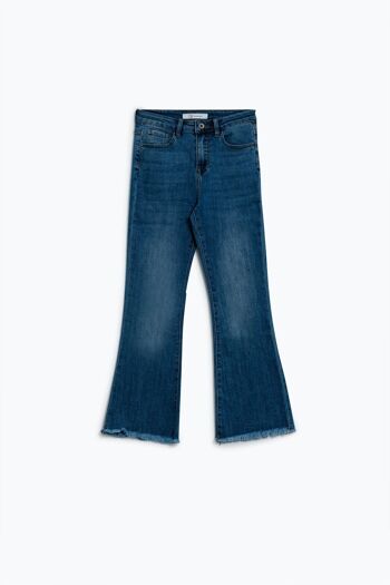 Jean skinny évasé avec ourlet brut, délavage moyen 6