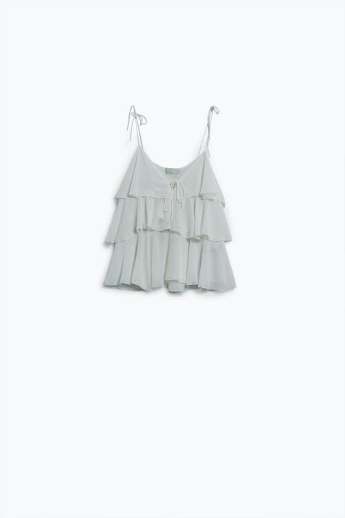 Ruffle Top WIth Thin straps in White