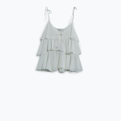 Ruffle Top WIth Thin straps in White