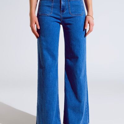 Gerade geschnittene Jeans mit Fronttaschendetail in mittlerer Waschung