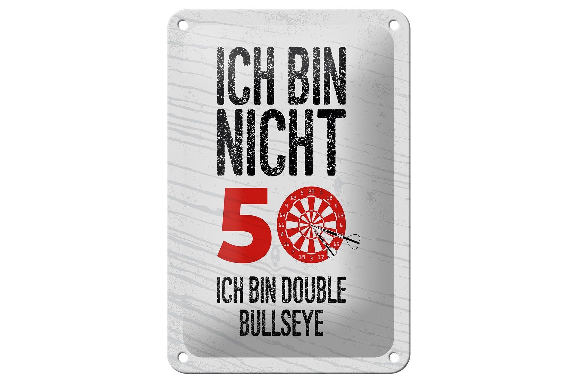 Targa in metallo con scritta Dart Bin not 50 Double Bullseye 12x18 cm