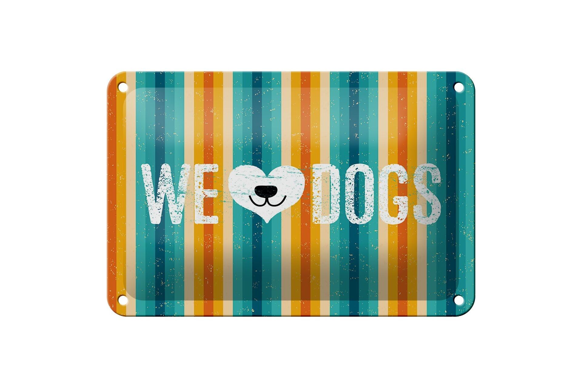 Targa in metallo con scritta "Cane Wel love Dogs" 18x12 cm, decorazione regalo