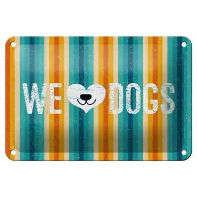 Targa in metallo con scritta "Cane Wel love Dogs" 18x12 cm, decorazione regalo