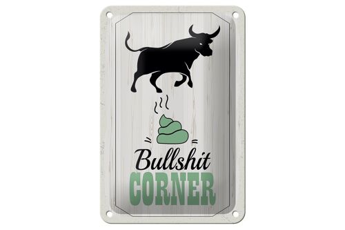 Blechschild Spruch Bullshit Corner Stier 12x18cm WandDekoration