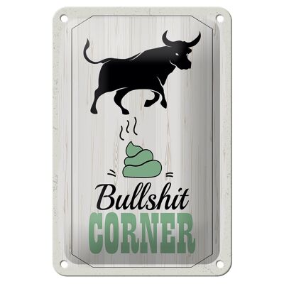Cartel de chapa que dice Bullshit Corner Bull 12x18cm decoración de pared