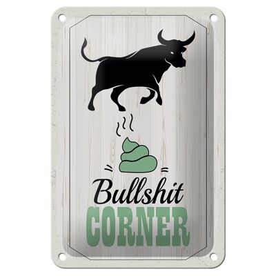 Blechschild Spruch Bullshit Corner Stier 12x18cm WandDekoration