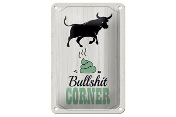 Plaque en tôle disant Bullshit Corner Bull 12x18cm décoration murale 1