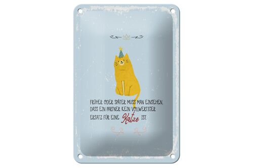 Blechschild Spruch kein Ersatz für eine Katze 12x18cm Dekoration