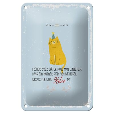 Blechschild Spruch kein Ersatz für eine Katze 12x18cm Dekoration