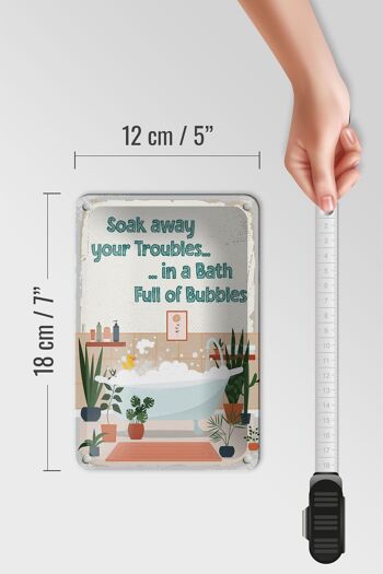 Panneau en étain disant Bad Soak away your Troubles Bath, 12x18cm 5