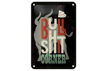 Panneau en étain disant Bullshit Corner Bull, 12x18cm, signe cadeau 1