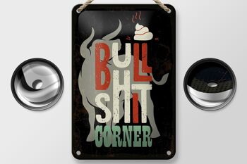 Panneau en étain disant Bullshit Corner Bull, 12x18cm, signe cadeau 2