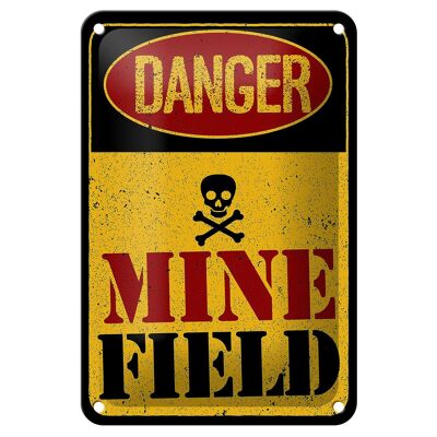Blechschild Achtung Danger Mine Field Minenfeld 12x18cm Dekoration