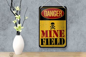 Panneau en étain d'avertissement de Danger, champ de mines, décoration 12x18cm 4