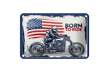 Panneau en étain disant Biker Born to Ride USA, 18x12cm, panneau de moto 1