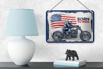 Panneau en étain disant Biker Born to Ride USA, 18x12cm, panneau de moto 4